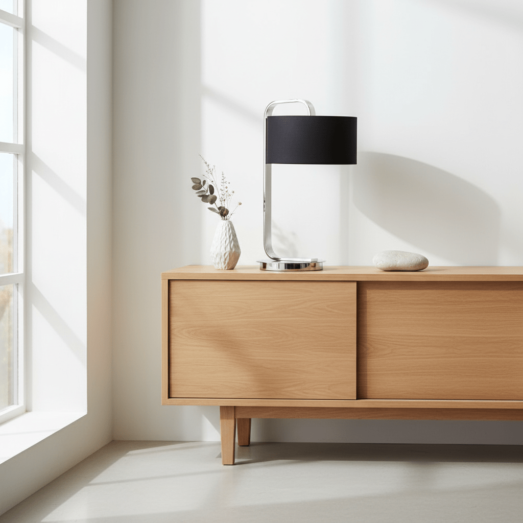 Leyna Black and Chrome Table Lamp