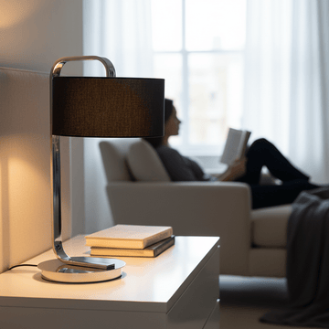 Leyna Black and Chrome Table Lamp