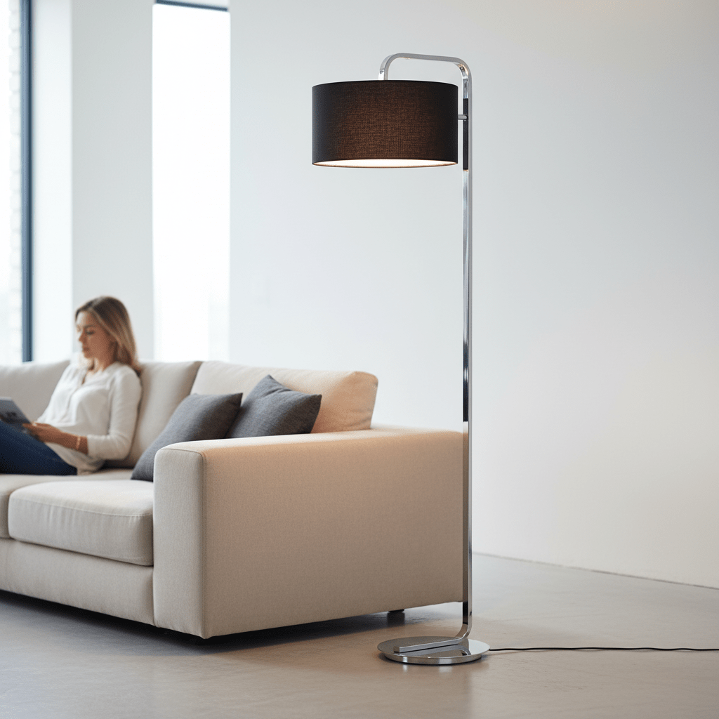 Leyna Chrome Base Floor Lamp