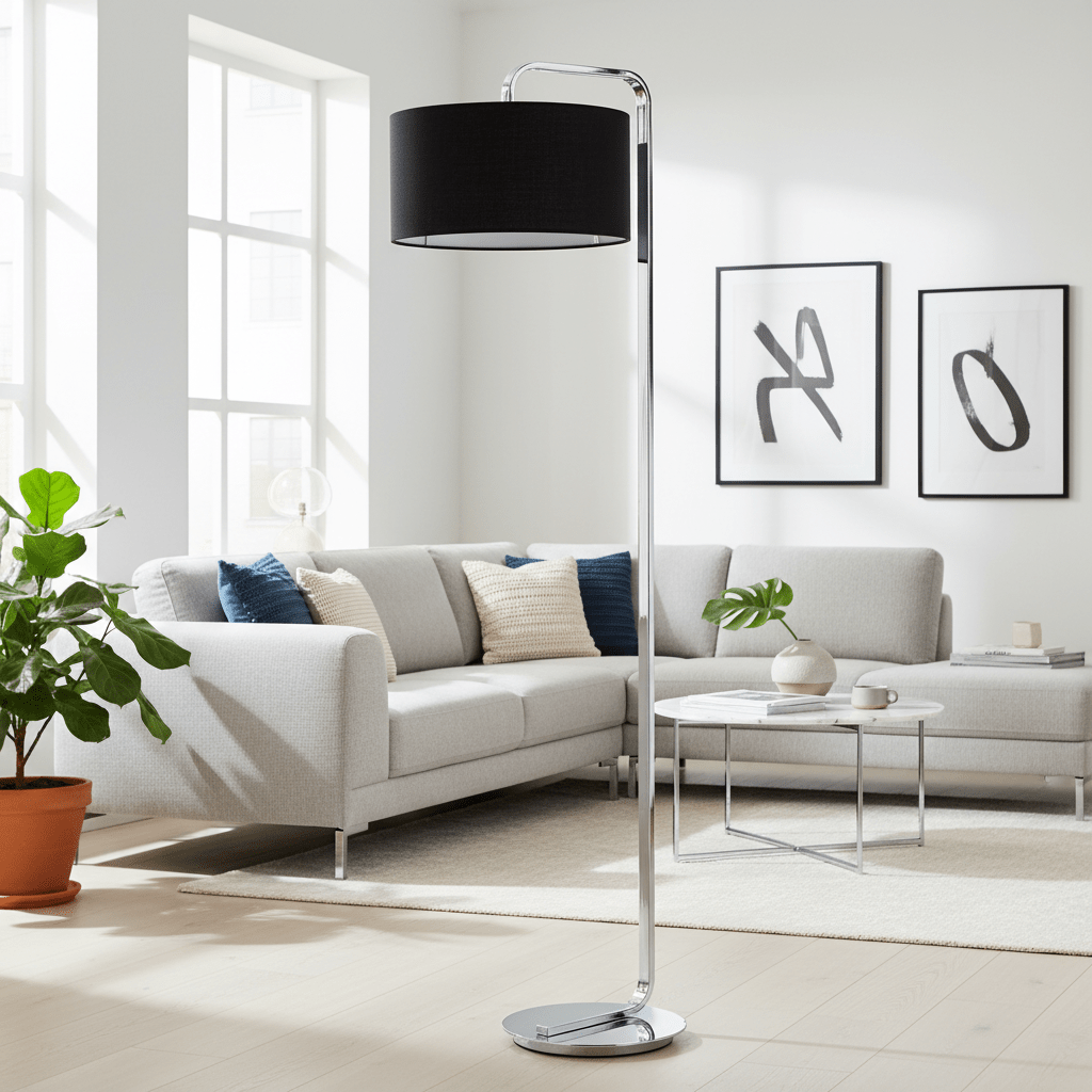 Leyna Chrome Base Floor Lamp