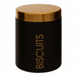 Liberty Black Enamel Biscuit Canister with Gold Lid