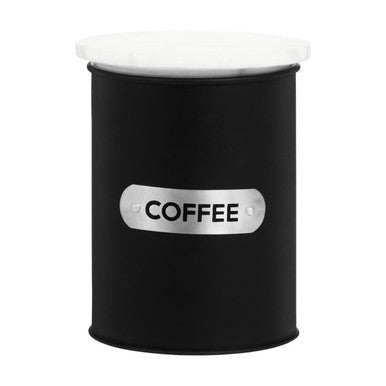 Liberty Black Enamel Coffee Canister With White Marble Lid