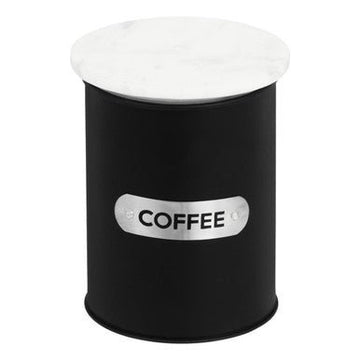 Liberty Black Enamel Coffee Canister With White Marble Lid