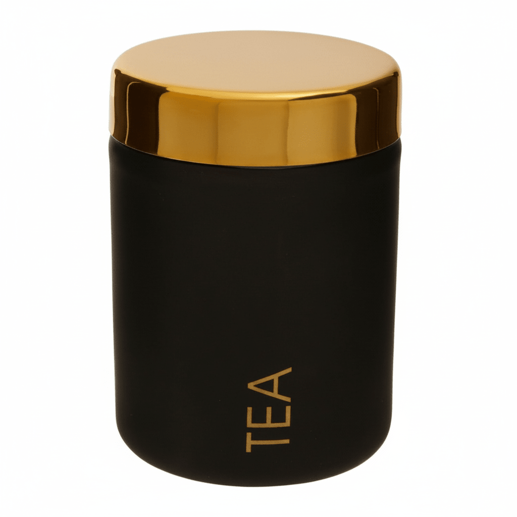 Liberty Black Enamel Finish Tea Canister