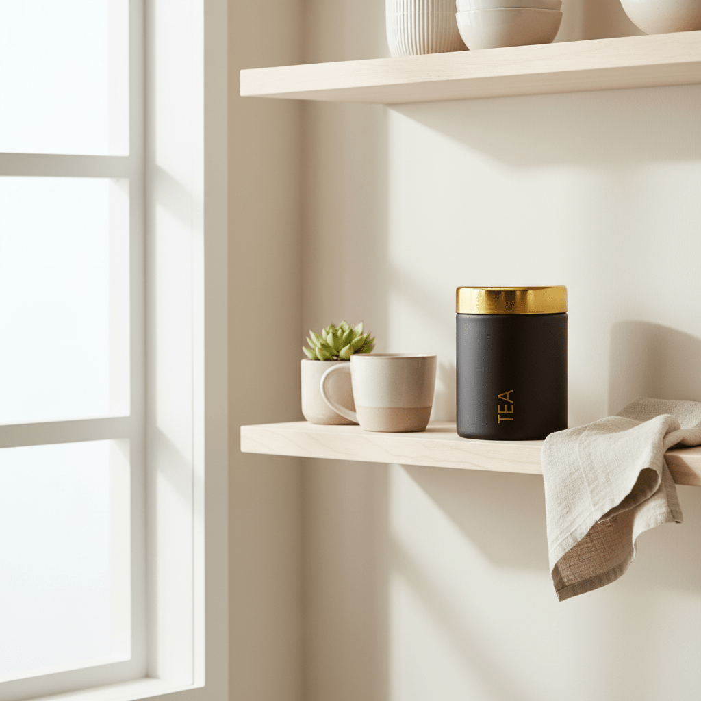 Liberty Black Enamel Finish Tea Canister