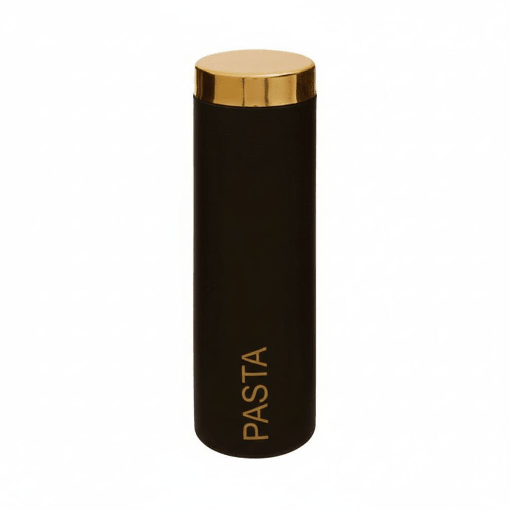 Liberty Black Enamel Pasta Canister With Gold Lid