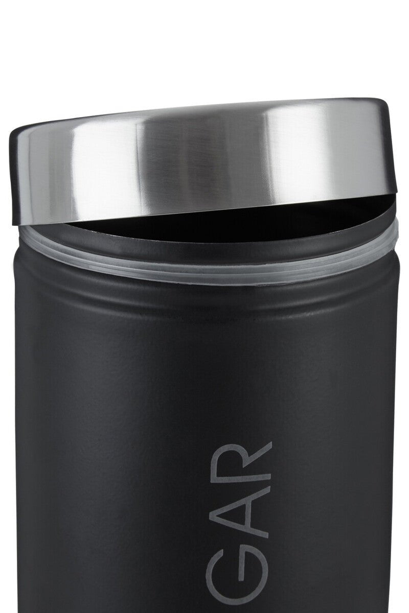 Liberty Black Enamel Sugar Canister With Silver Lid