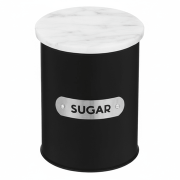 Liberty Black Enamel Sugar Canister With White Marble Lid