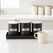 Liberty Black Enamel Sugar Canister With White Marble Lid