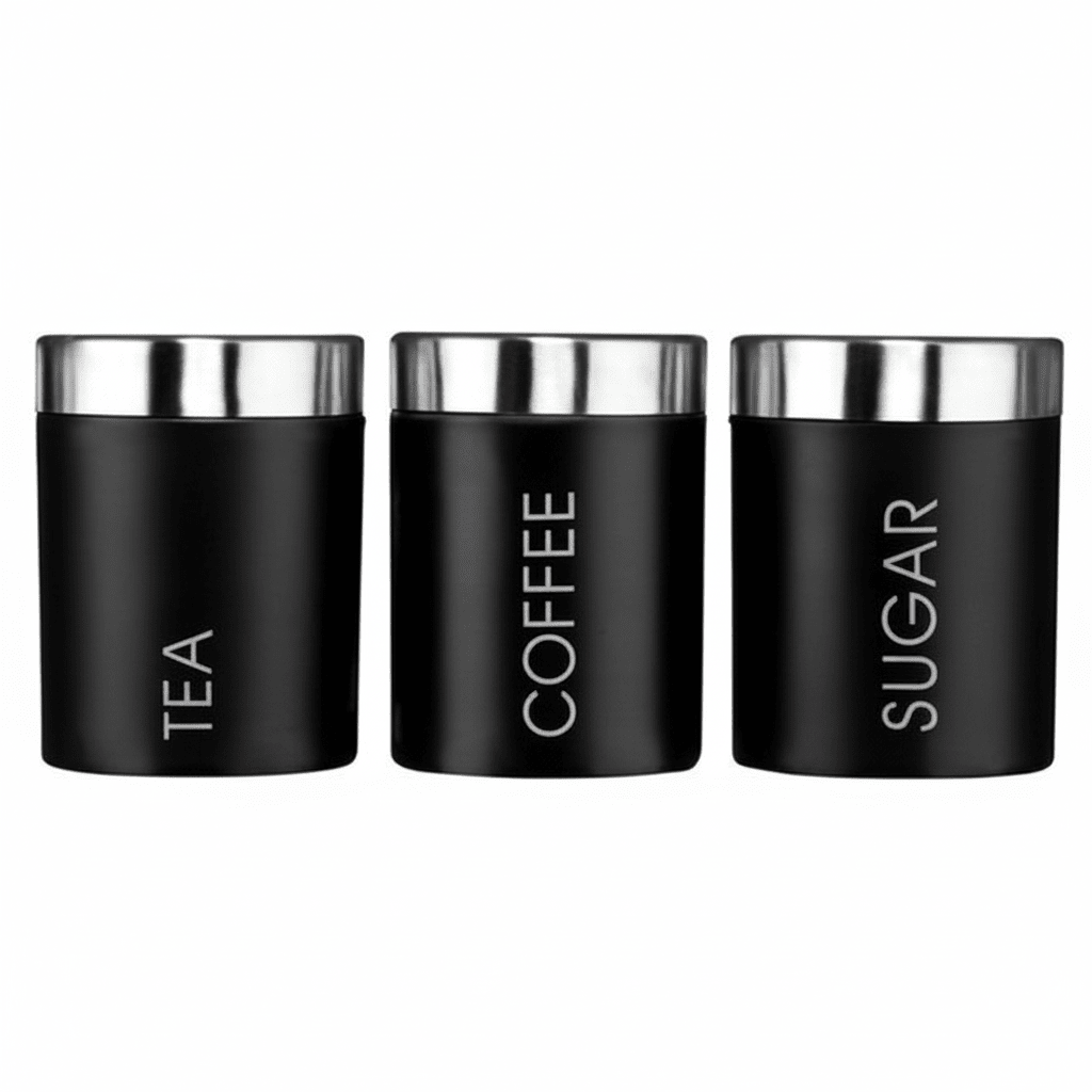 Liberty Black Enamel Tea Coffee And Sugar Set