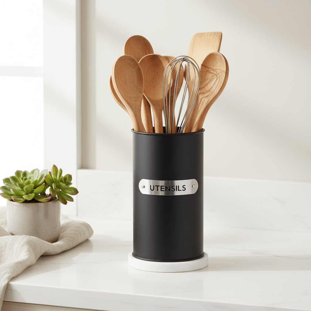 Liberty Black Enamel Utensil Holder