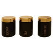 Liberty Set Of 3 Black Enamel Tea Coffee And Sugar Canisters