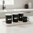 Liberty Black Enamel Coffee Canister With White Marble Lid