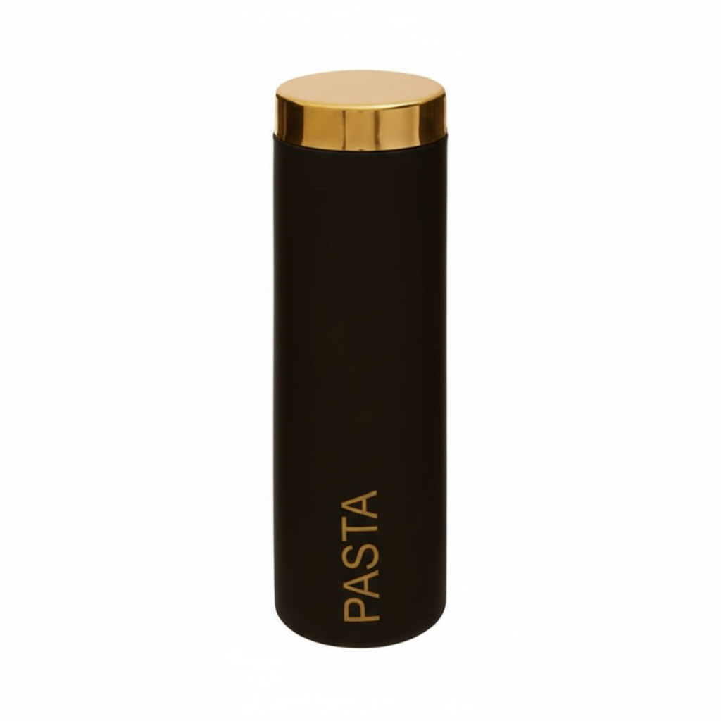Liberty Black Enamel Pasta Canister With Gold Lid