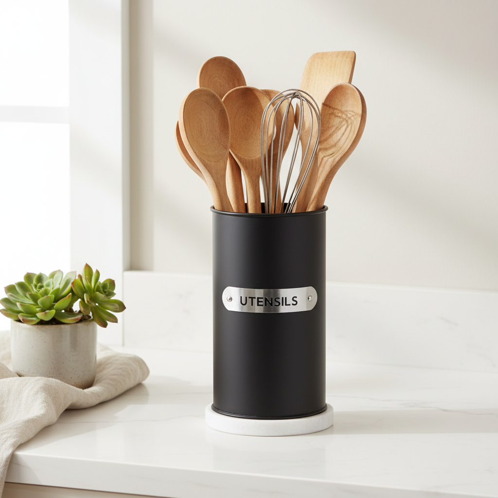 Liberty Black Enamel Utensil Holder