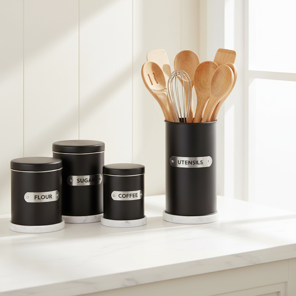 Liberty Black Enamel Utensil Holder