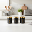 Liberty Set Of 3 Black Enamel Tea Coffee And Sugar Canisters