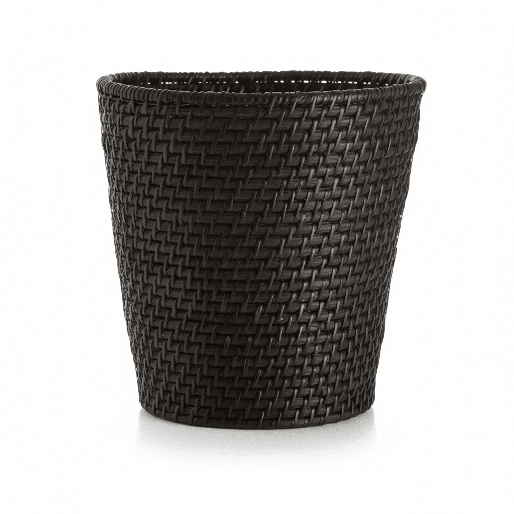 Lidi Black Rattan Waste Basket