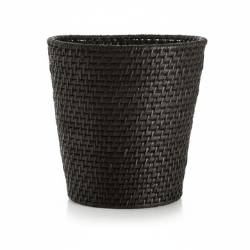 Lidi Black Rattan Waste Basket