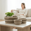 Lidi Set Of Three Oval Straw Baskets