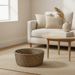 Lidi Set Of Three Straw Baskets With Black Detail