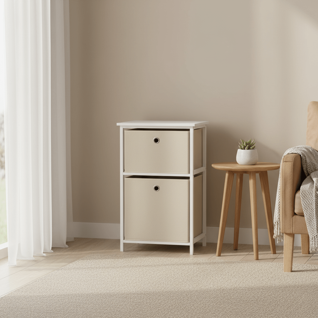 Lindo 2 Natural Fabric Drawers Cabinet