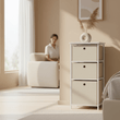 Lindo 3 Natural Fabric Drawers Cabinet