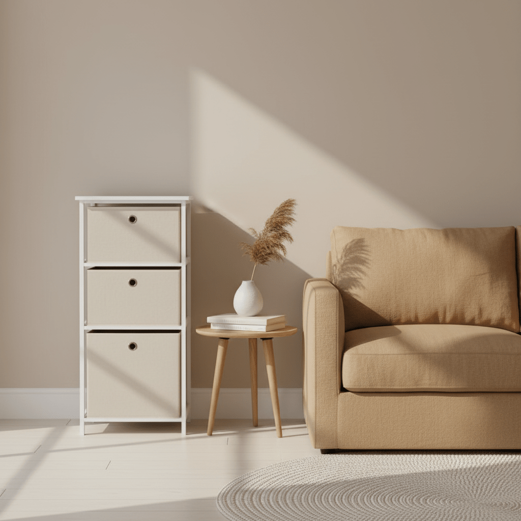 Lindo 3 Natural Fabric Drawers Cabinet