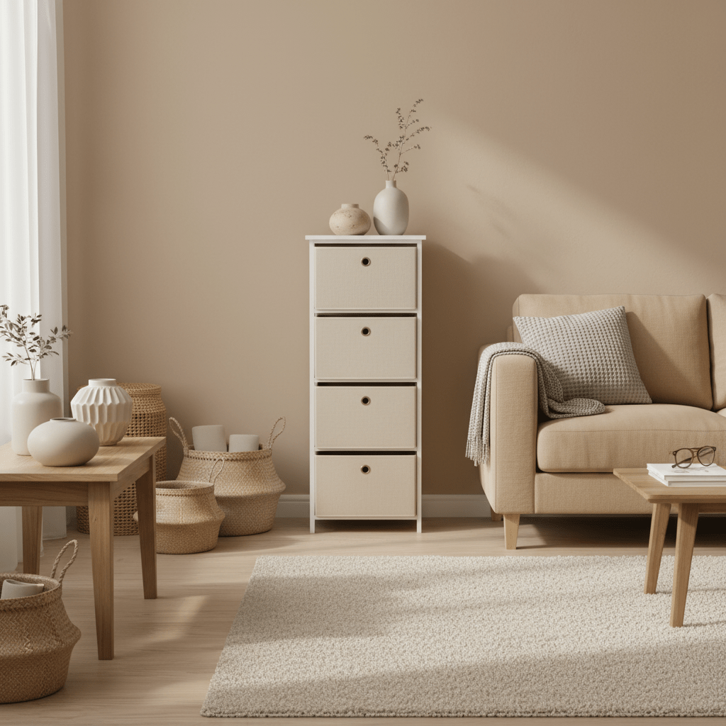 Lindo 4 Natural Fabric Drawers Cabinet