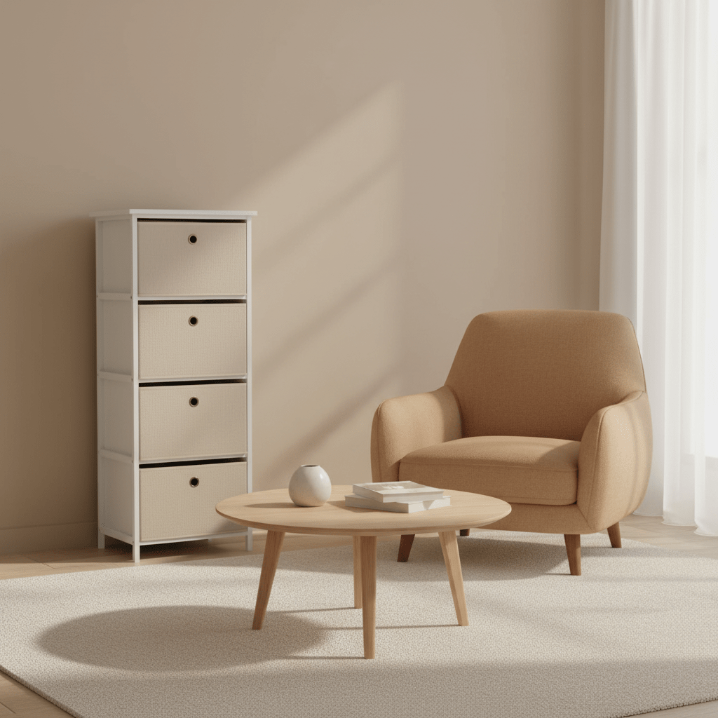 Lindo 4 Natural Fabric Drawers Cabinet