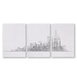Line Art City Skyline Skyscraper Wall Art Prints | Set of 3