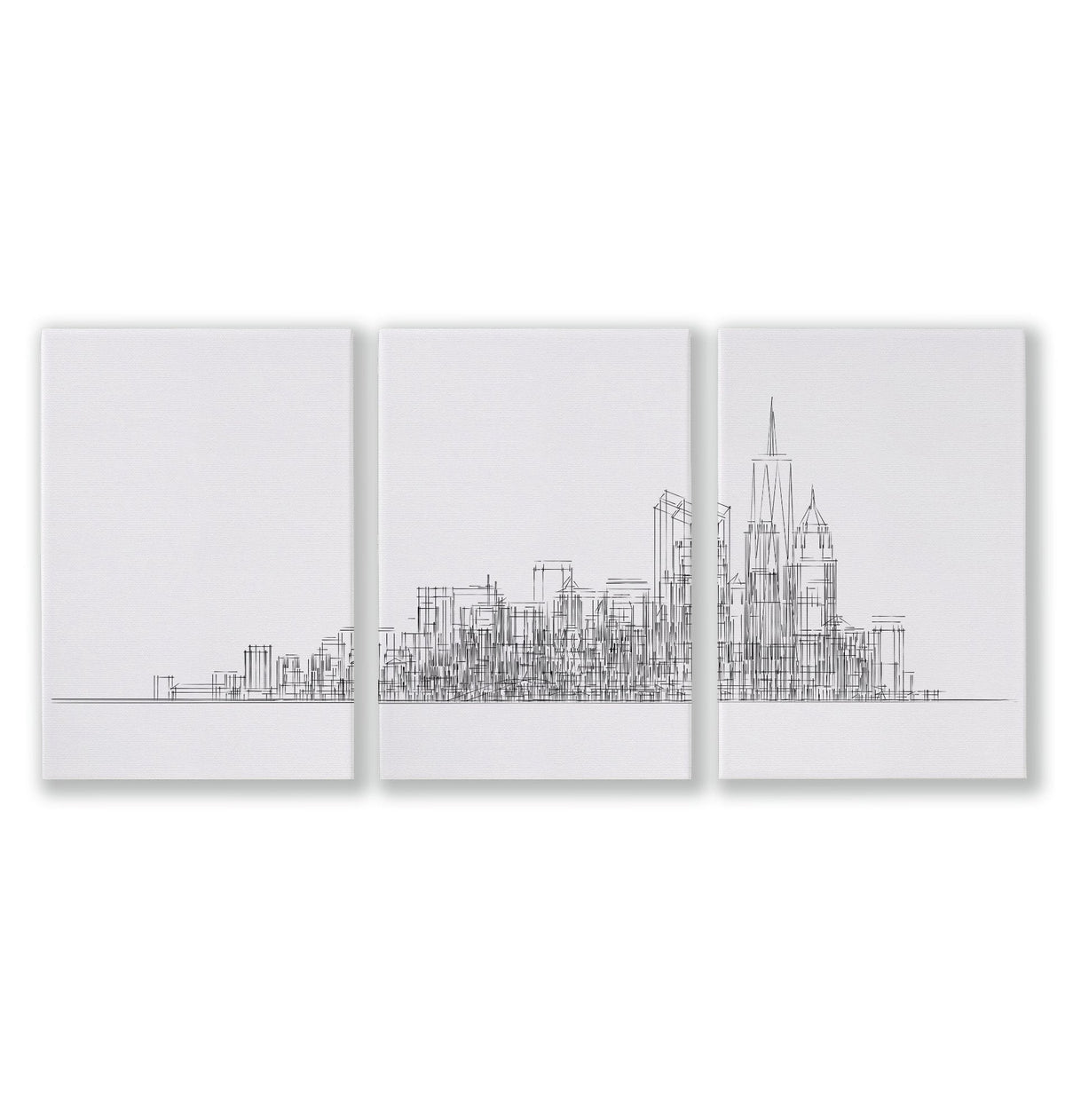 Line Art City Skyline Skyscraper Wall Art Prints | Set of 3