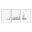 Line Art City Skyline Skyscraper Wall Art Prints | Set of 3