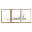 Line Art City Skyline Skyscraper Wall Art Prints | Set of 3
