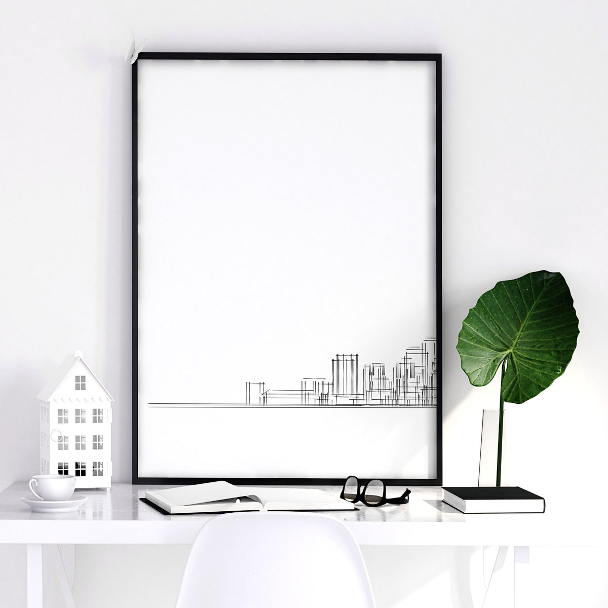 Line Art City Skyline Skyscraper wall art — piece 1 of 3 in the set