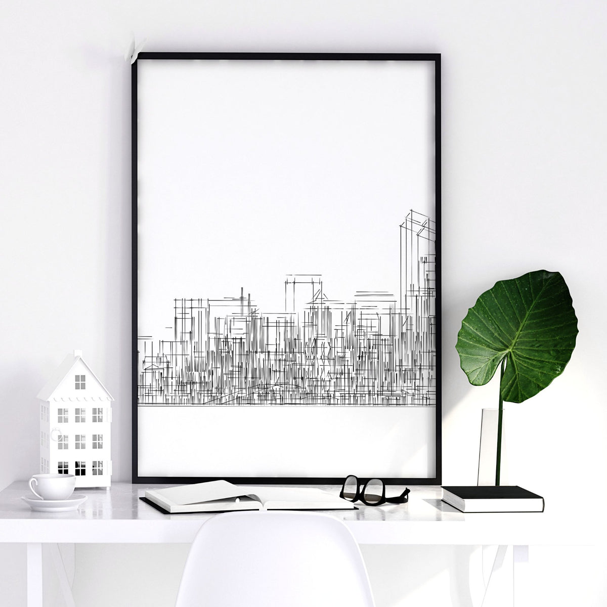 Line Art City Skyline Skyscraper wall art — piece 2 of 3 in the set