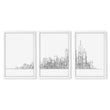 Line Art City Skyline Skyscraper wall art in a white frame