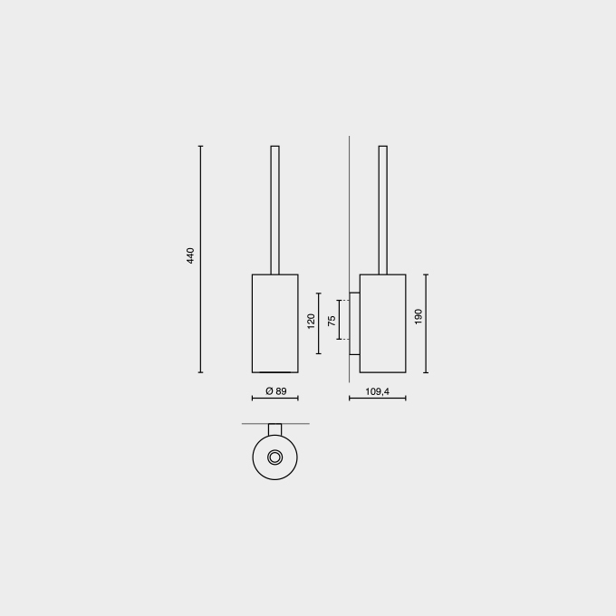 Linea Black Stainless Steel Wall Toilet Brush Set 40571