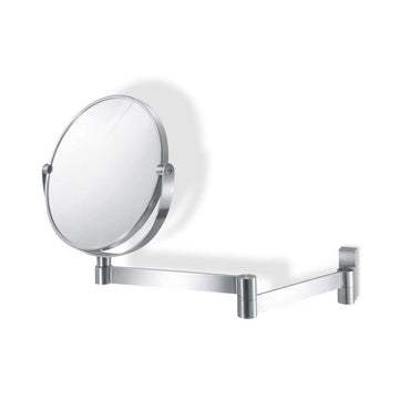 Linea Premium Brushed Stainless Steel Magnifying Wall Mirror - 3x Magnification Adjustable Arm