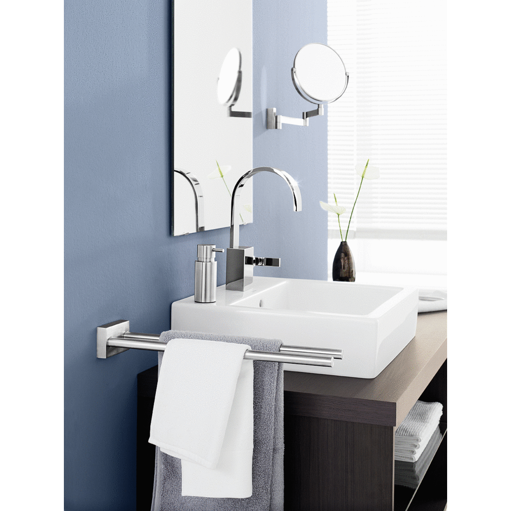 Linea Premium Brushed Stainless Steel Magnifying Wall Mirror - 3x Magnification Adjustable Arm