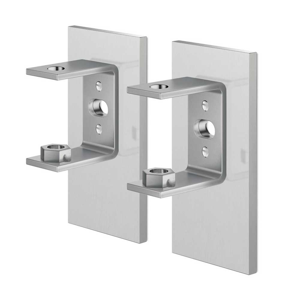 Linea Premium Brushed Steel Wall Brackets - Professional Adhesive Mount Set (2 - Pack)