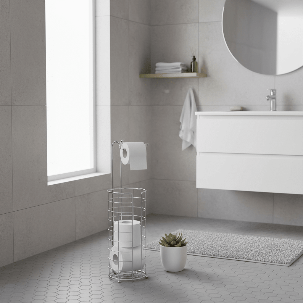 Linnea Chrome Toilet Roll Holder and Storer