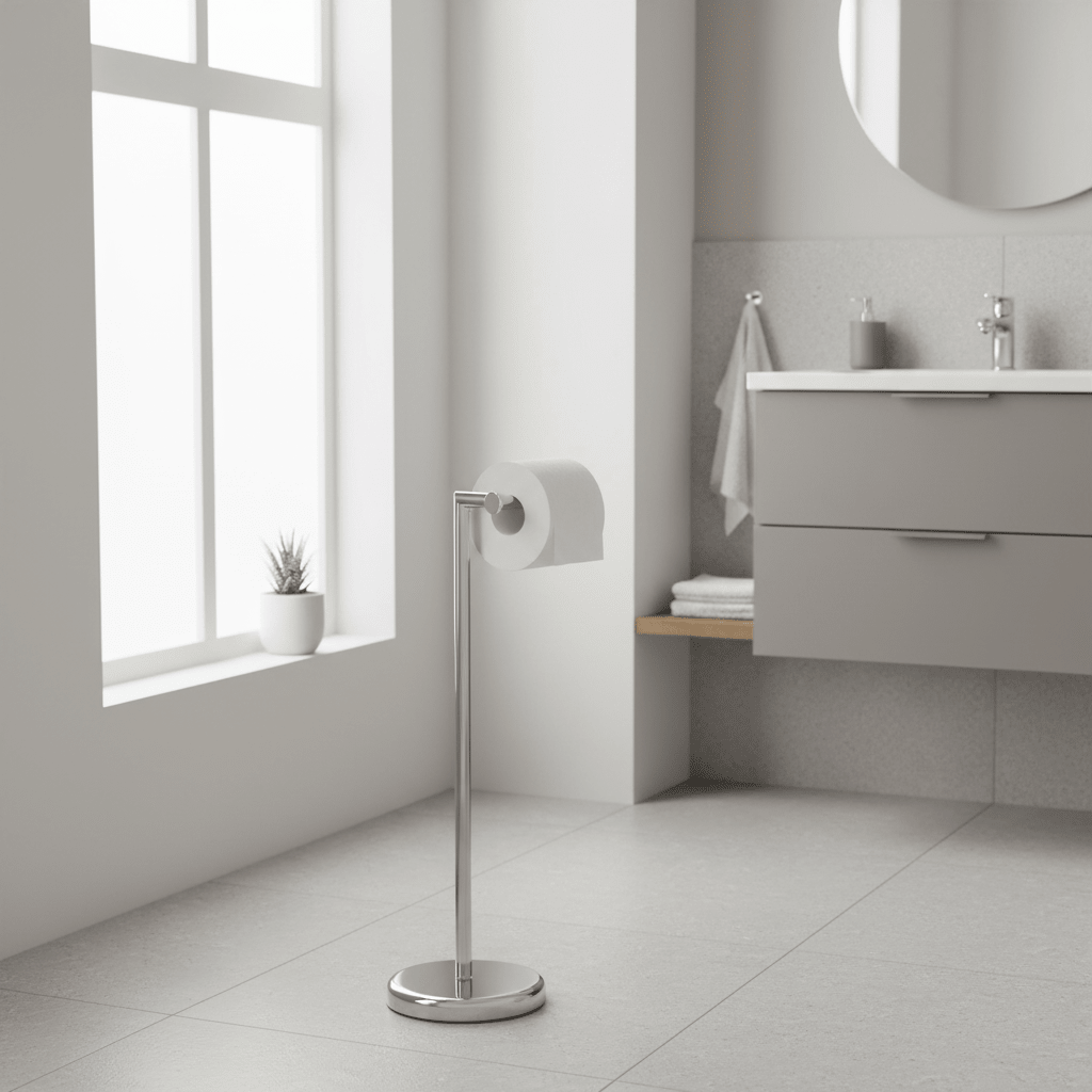 Linnea Chrome Toilet Roll Holder and Storer