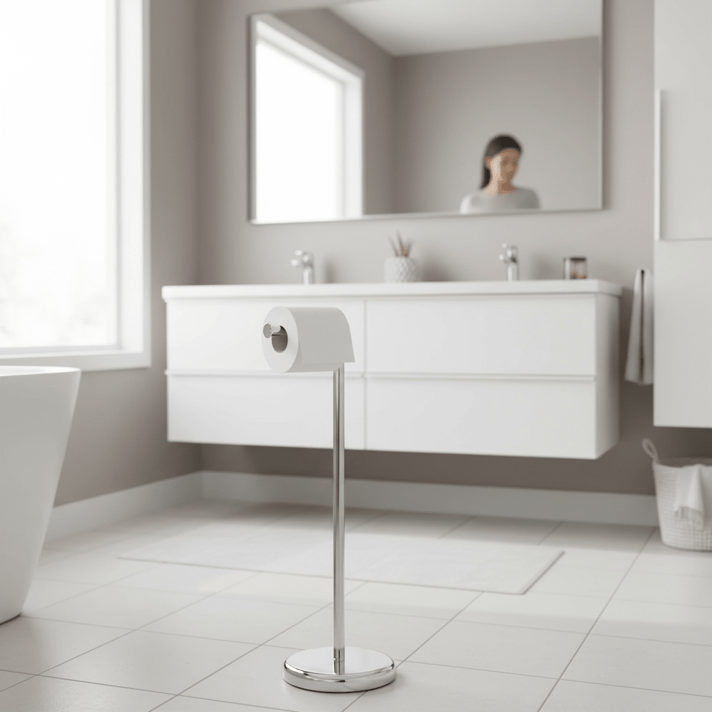 Linnea Chrome Toilet Roll Holder and Storer
