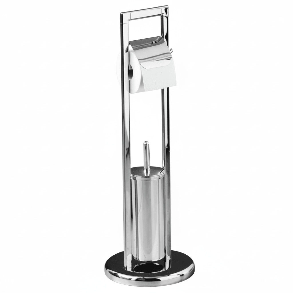 Linnea Squared Chrome Toilet Brush And Roll Holder