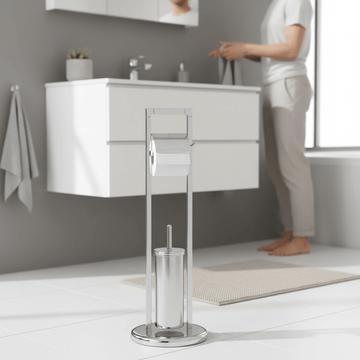 Linnea Squared Chrome Toilet Brush And Roll Holder
