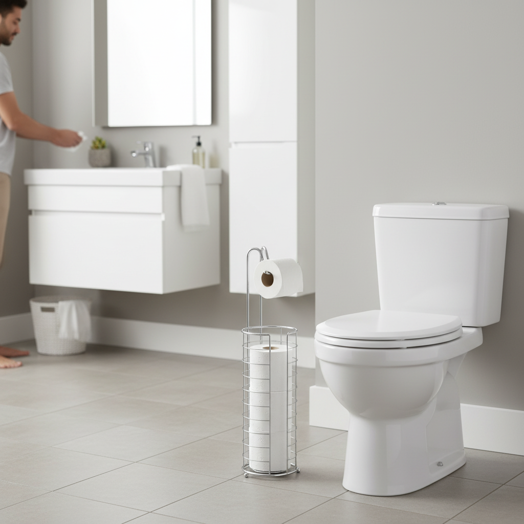 Linnea Chrome Toilet Roll Holder and Storer