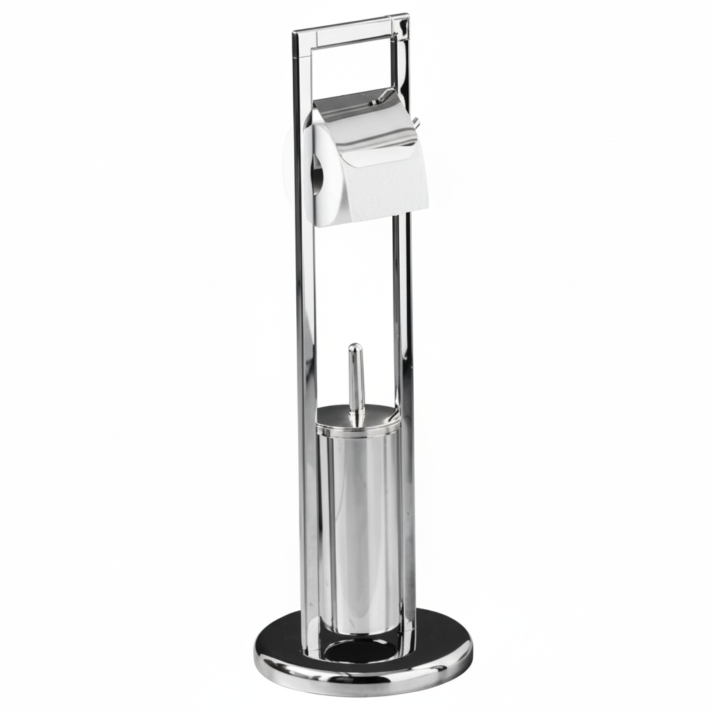 Linnea Squared Chrome Toilet Brush And Roll Holder