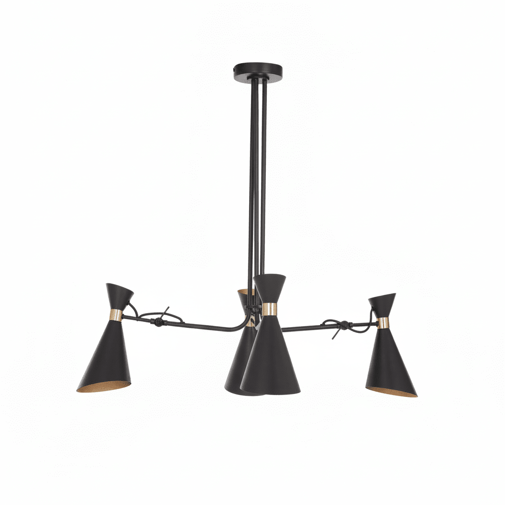 Linox 3 Shade Black And Gold Bent Arm Pendant