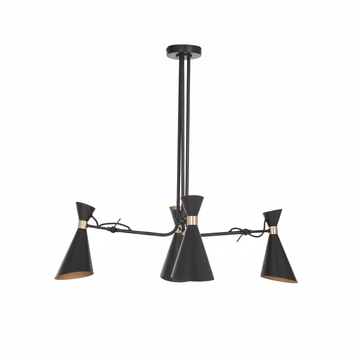 Linox 3 Shade Black And Gold Bent Arm Pendant